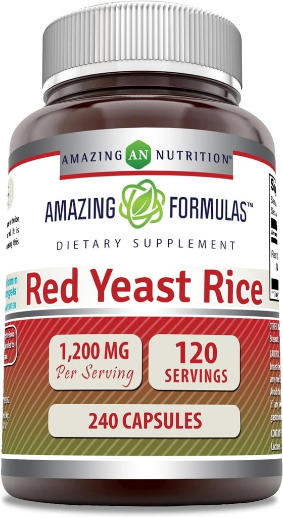 Amazing Formulas Red Yeast Rice 1200mg Per Serving 240 Capses Συμπληρωματικό 