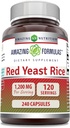 Amazing Formulas Red Yeast Rice 1200mg Per Serving 240 Capses Συμπληρωματικό 