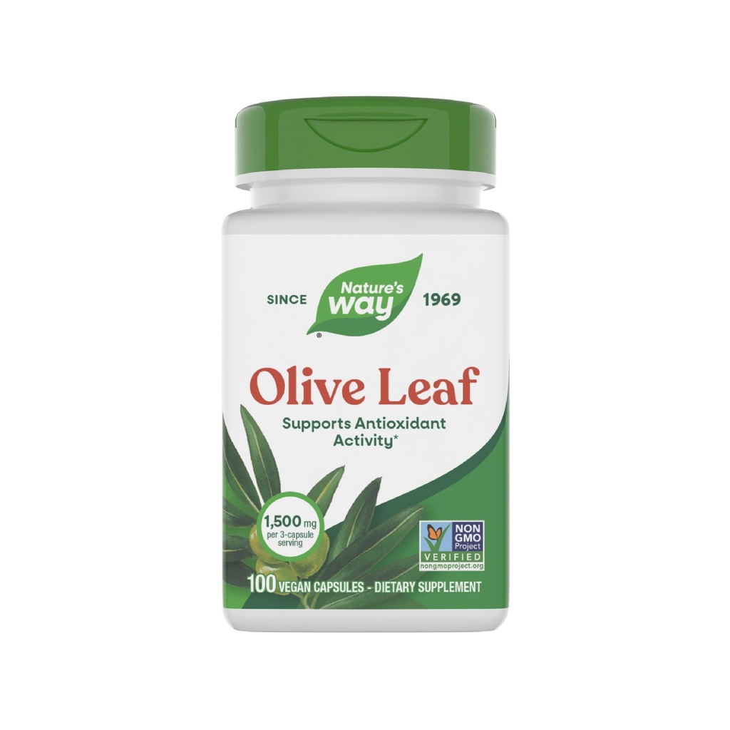 Nature's Way Olive Leaf - 1.500 mg ανά 3-Capsule Σερβίρισμα - Υποστηρίζει Αντιοξειδωτική Δραστηριότητα* - Olive Leaf Φυτικές Κάψουλες - Μη ΓΤΟ Έργο Επαληθευμένο - Χωρίς Γλουτένη - 100 Vegan Κάψουλες