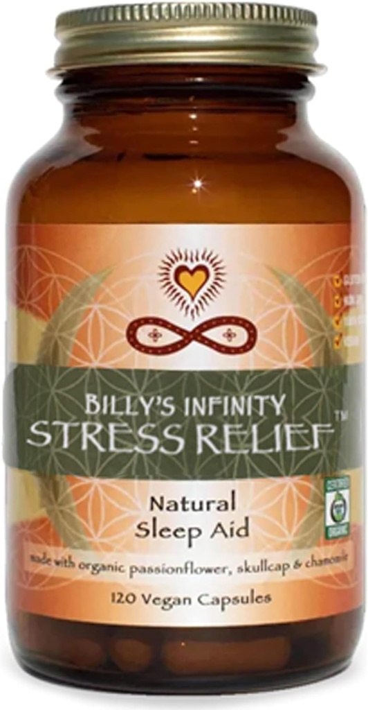 Infinity Stress Relief, Adaptogen Mood Υποστήριξη συμπλήρωμα με πάθος λουλούδι, Skullcap, και χαμομήλι, οργανικά, Vegan, μη ΓΤΟ, 40 ημέρες προσφοράς (120 κάψουλες)
