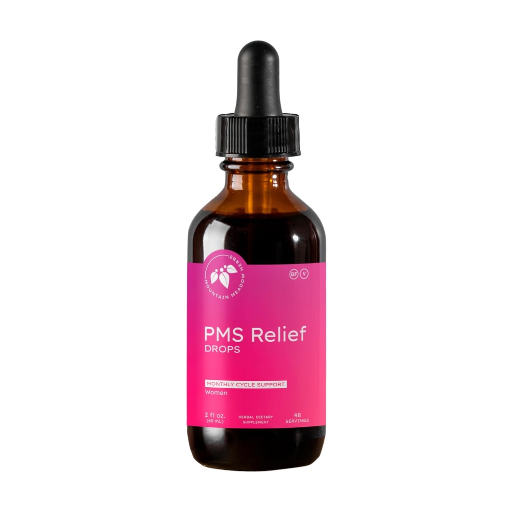 Mountain Meadow Herbs PMS Relief Drops | Liquid Herbal Supplement for Menstrual Period Discomfort | Hormonal Support for PMS Cramps, Mood Swings & Acne with Chaste Tree Berry (Vitex) & Wild Yam 2oz