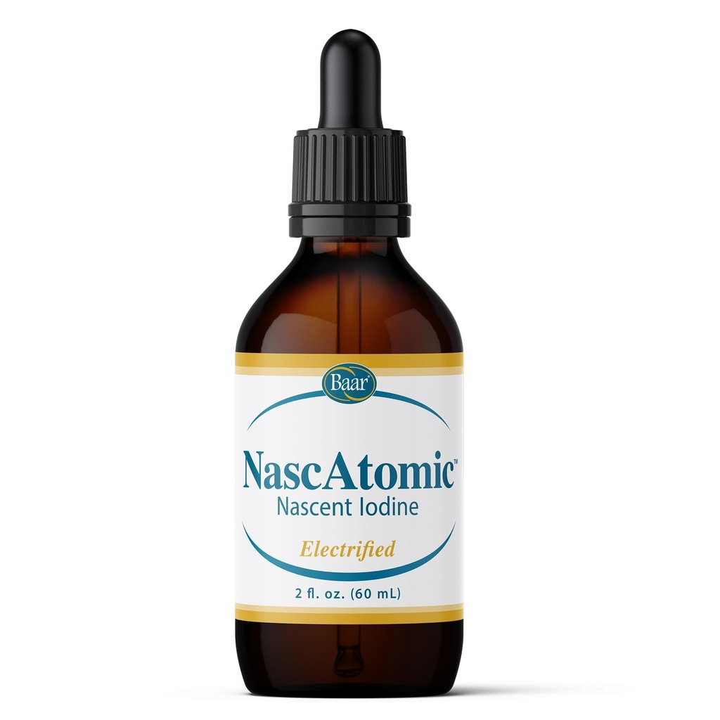 BAAR NascAtomic Electred Nascent Iodine Liquid Drops, Poent 2% Formula for Energy, Vitality, Μεταβολισμός Boost, Detox, Immune Support, Mental Clarity & Thyroid Health, 2 fl oz (Pack of 1)