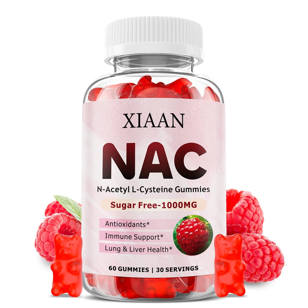 NAC Gummies for Kids & Adults, N Acetyl Cysteine 1000mg συμπλήρωμα NAC για Αντιοξειδωτικά & Ανοσολογική Υποστήριξη, Υγεία Πνεύμονα & Ήπαρ, Βατόμουρο Γεύση 60 Count