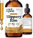 Wild & Organic Slippery Elm Drops - Lung, Digestive & Γυναικεία Υποστήριξη - Slippery Elm Bark Tincture - Liquid Ulmus Rubra Extract Supplement - Vegan, Sugar & Alcohol-Free - 2 fl oz