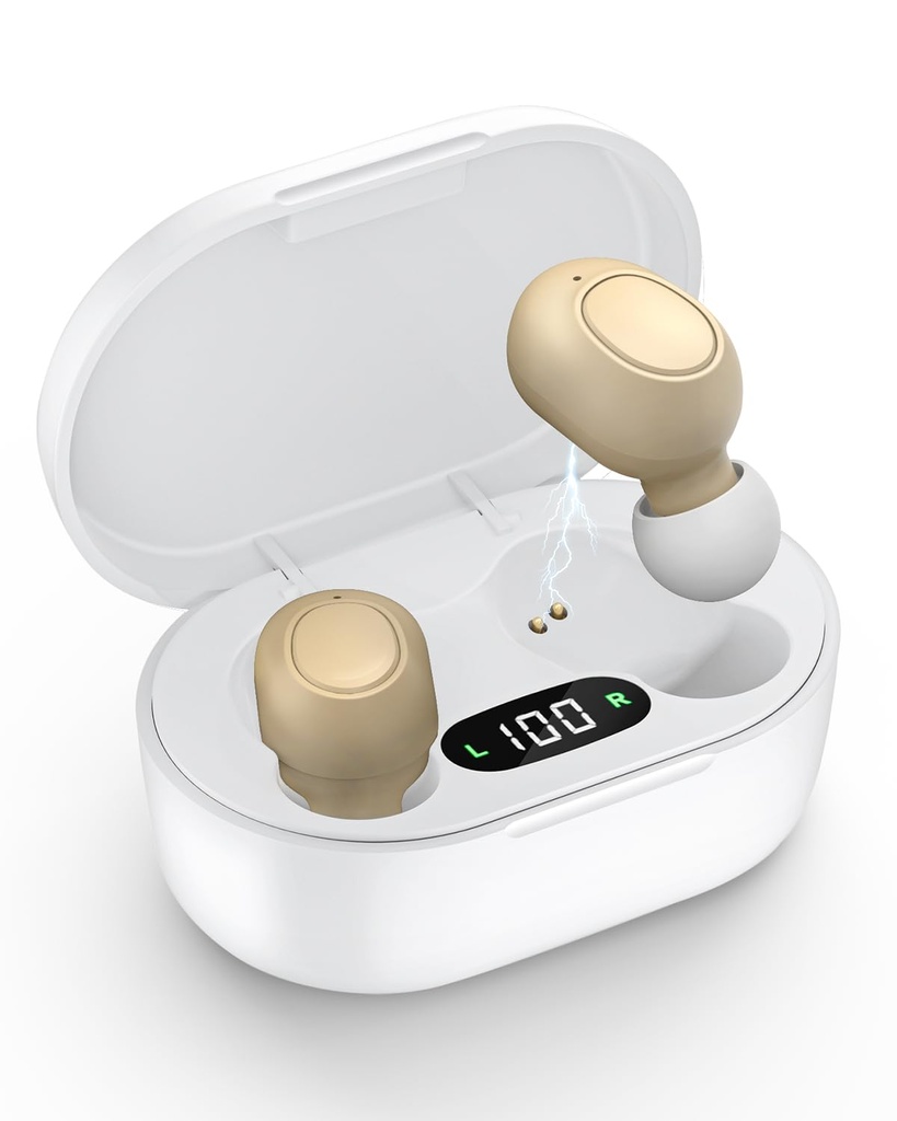 Βοηθήματα ακοής για ηλικιωμένους - Βοηθητικό ακοής επαναφορτιζόμενο για απώλεια ακοής με ευφυή μείωση θορύβου, Αόρατος Ενισχυτής ακοής Audien με έλεγχο έντασης και φορητή περίπτωση φόρτισης
