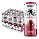 Optimum Nutrition Amino Energy Αφρώδης Ενυδάτωση Ποτό, Ηλεκτρόλυτες, Καφεΐνη, Αμινοξέα, BCAAs, Ζάχαρη Δωρεάν, Juicy Cherry, 12 Fl Oz, 12 Pack (Packing May Vary)