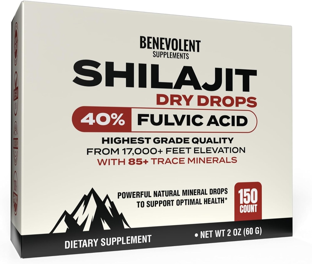 Premium Shilajit Dry Drops - (150 Count, 250mg έκαστος) Μέγιστη ισχύς Pure Shilajit για άνδρες με 40% Fulvic Acid & 85+ Ίχνη Ορυκτών για Ενέργεια, Μεταβολισμό & Ανοσολογική Υγεία - Μη ΓΤΟ & Κατασκευασμένο στις ΗΠΑ