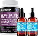 Liquid Collagen Biotin (2pk) and Nitric Oxide (1pk) Supplement Bundle - Potent Vitamins for Hair, Skin, Nails, Heart, Circulatory, and Lipid Support - Non-GMO, Vegan, Gluten-Free