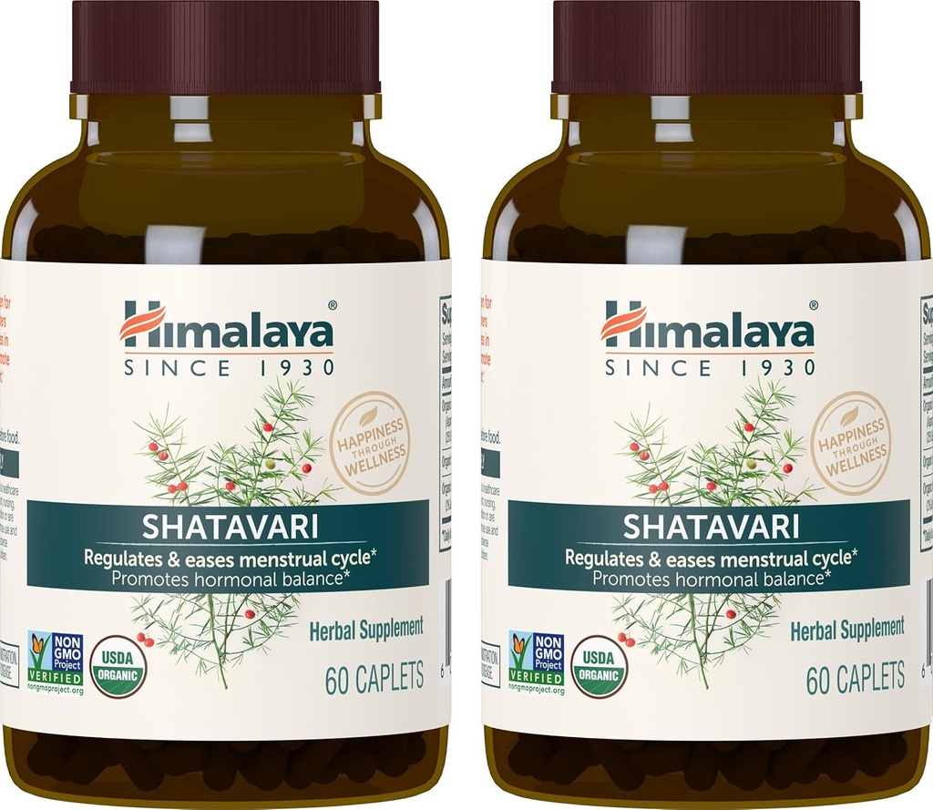 Himalaya Organic Shatavari για το PMS, εμμηνορρυσιακό Cramp Relief, υποστήριξη της εμμηνόπαυσης, και την υγεία των γυναικών, 1.300 mg, 60 Caplets, 2 μήνες προσφοράς, 2 συσκευασία