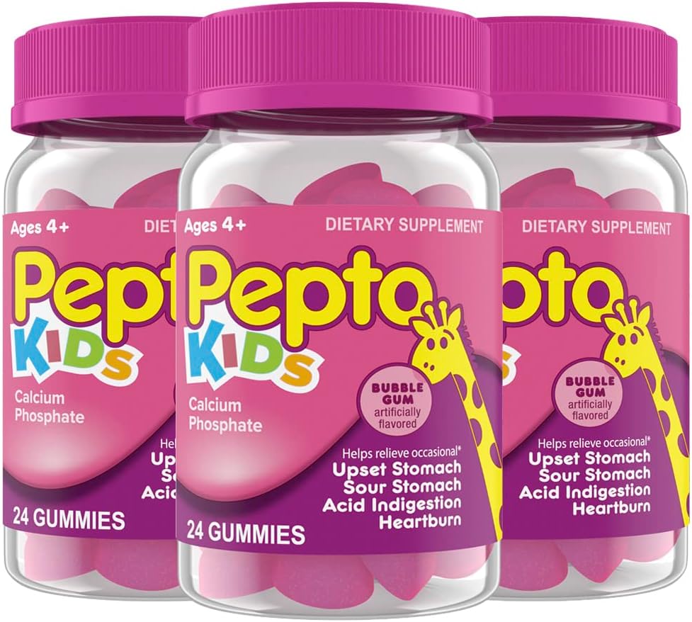 Pepto Παιδιά Gummies, Βοηθά στην ανακούφιση Περιστασιακών Αναστατωμένο Στομάχι, οξύ δυσπεψία, Sour Στομάχι και Heartburn, 72 Σύνολο (3 συσκευασίες των 24)
