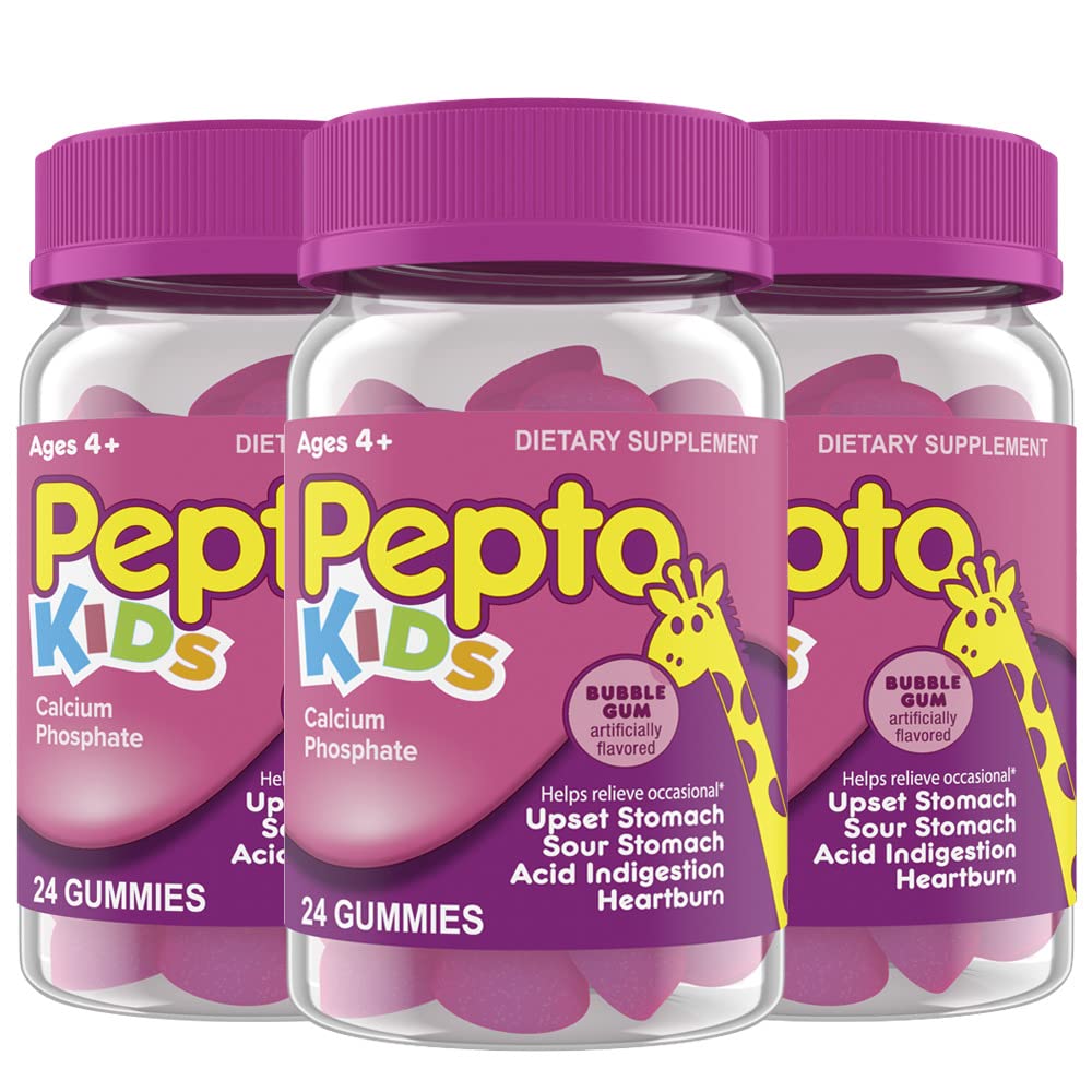 Pepto Παιδιά Gummies, Βοηθά στην ανακούφιση Περιστασιακών Αναστατωμένο Στομάχι, οξύ δυσπεψία, Sour Στομάχι και Heartburn, 72 Σύνολο (3 συσκευασίες των 24)