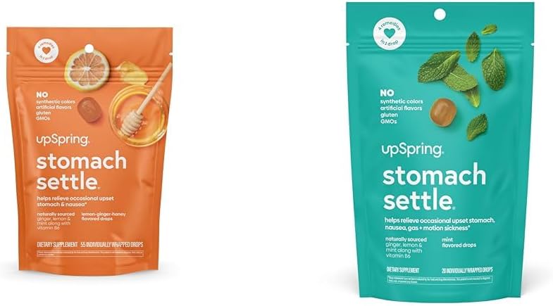 UpSpring Στομάχι Settle Drops Bundle με Ginger, Lemon - 55 Ct και 28 Ct
