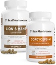 Lions Mane (120ct) και Cordyceps (120ct) Κάψουλες Bundle - Mushroom Supplement for Cognition, Energy and Endurance