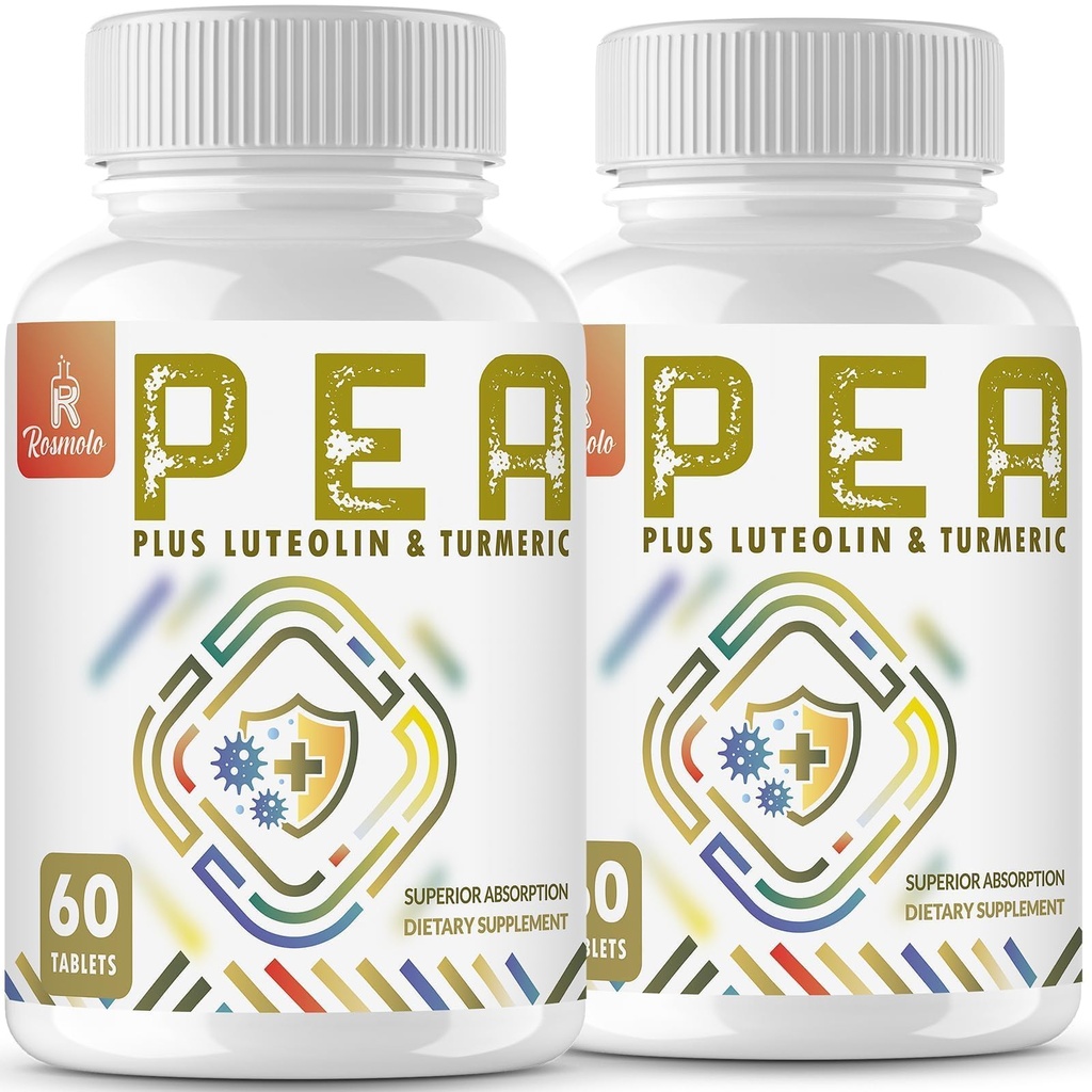 1500 MG Παλμιτοϋλοαιθανολαμίδιο με λουτεολίνη 98% & Κουρκουμάς, Υψηλή Απορρόφηση, Μικρονωμένο Συμπληρώματα Μπύρας για τη Διαχείριση της Δυσφορίας - USA Made - 120 Tablets