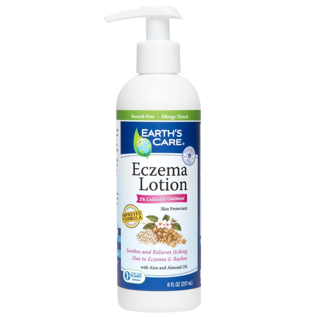 Φροντίδα της Γης Eczema Lotion - Φυσική Λοσιόν για Eczema - Ασφαλής και Ήπια Λοσιόν Eczema για Ενήλικες και Παιδιά - 8 Fl OZ. (237 mL)