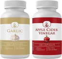 PURE ORIGINAL INGREDIENTS Garlic & Apple Cider Vinegar Capsule Bundle (100 Capsules Each), No Additives or Fillers, Lab Verified