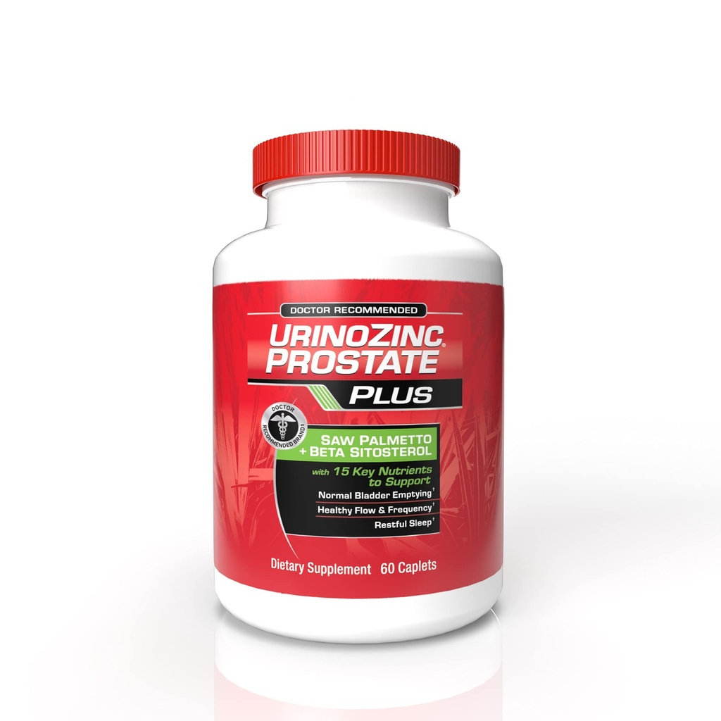 Urinozinc Prostate Plus, Saw Palmetto & Βήτα συμπλήρωμα σιτοστερόλης για τους άνδρες, μείωση συχνή ούρηση (1 μήνας εφοδιασμού, 60 κόμης)