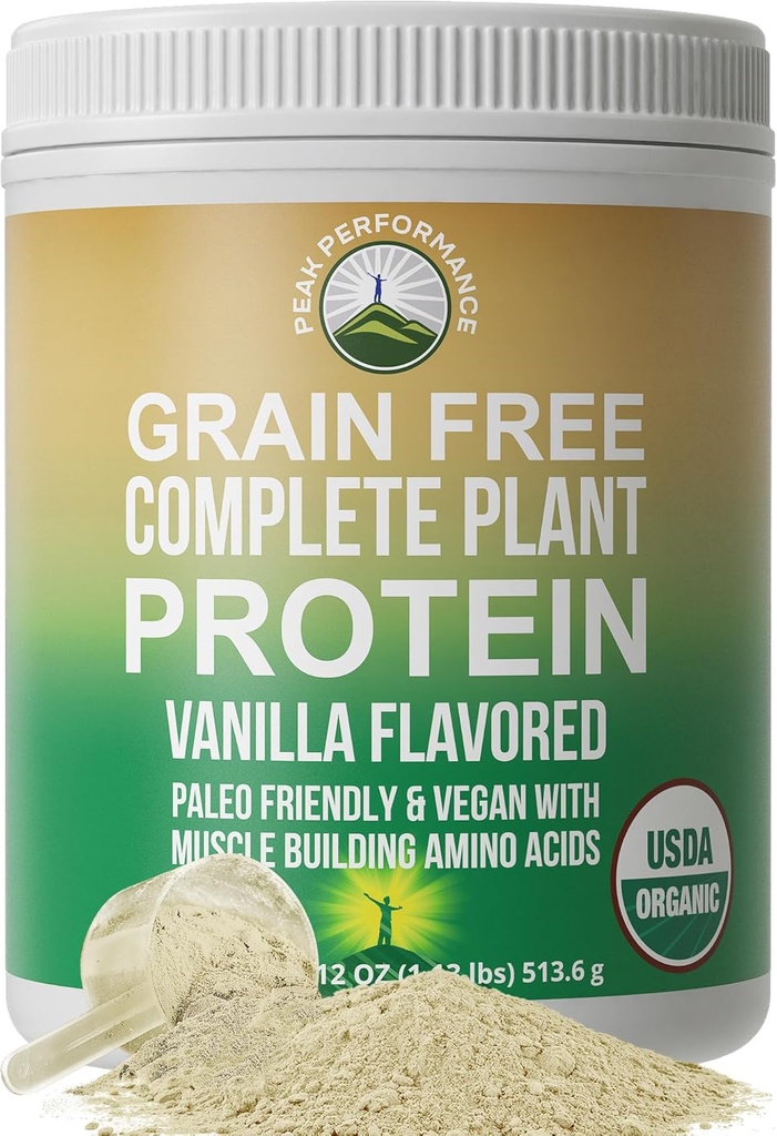 Βιολογικό Paleo Grain Free Plant Based Raw Vegan Protein Powder. Amino Acid Προφίλ και λιγότερο από 1g ζάχαρης. με κάνναβη και πρωτεΐνη Pea Vanilla Γεύση