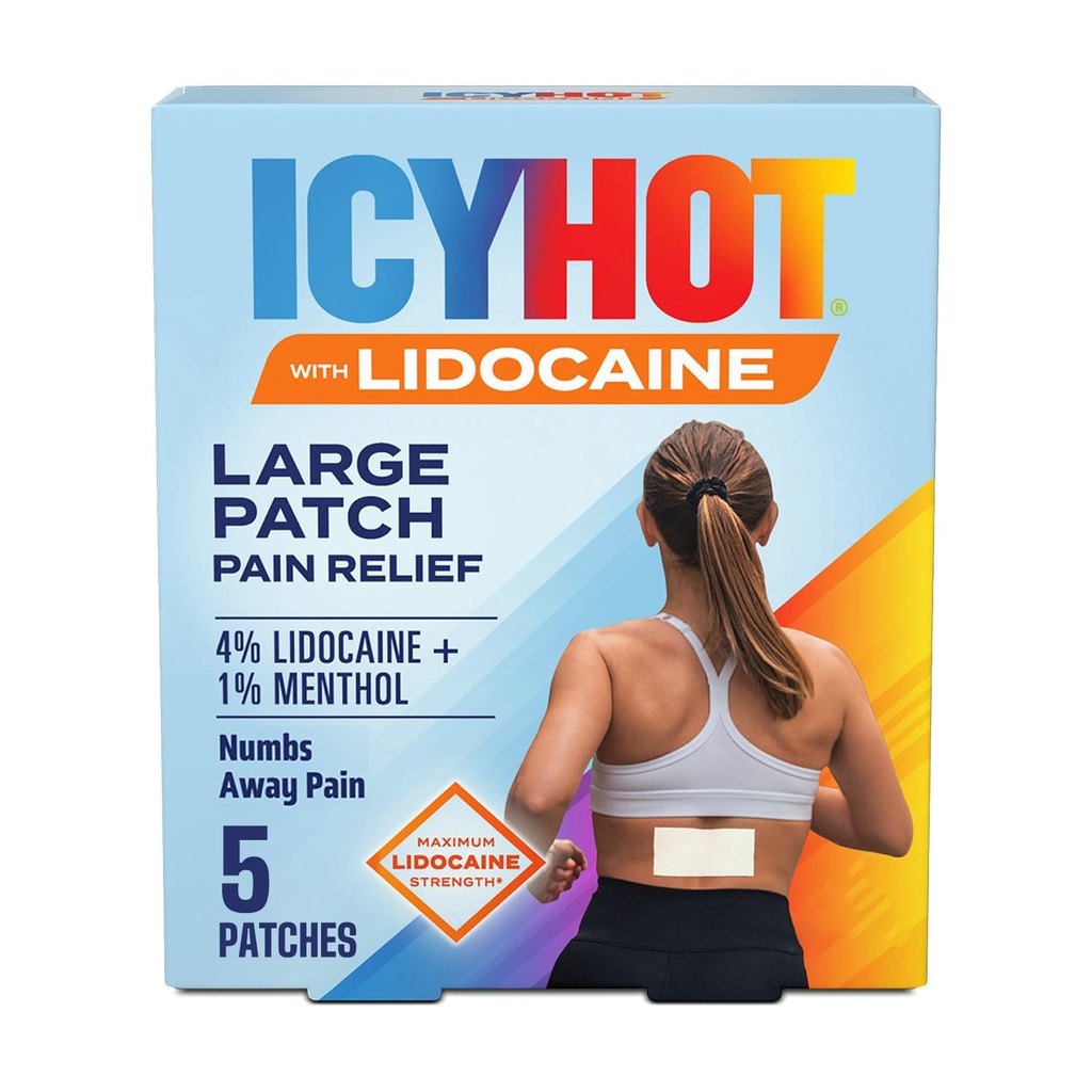 Icy Hot Max Δύναμη Λιδοκαΐνη Patch ανακούφιση του πόνου (5 κόμης) Penetrates για γρήγορη, στοχευμένη ανακούφιση