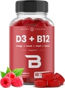 NutraChamps Vitamin D3 & B12, Methyl B12 Gummies for Adults & Kids, Enhanced with Vitamin D 3 & B9 Vitamin Folate, Natural Energy, Mood, Metabolism & Focus, Raspberry, 60 Gummies