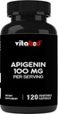 Apigenin 100mg per Serving - 120 κάψουλες λαχανικών - Ακατέργαστο εκχύλισμα φυτών από το λουλούδι χαμομήλι - Μη Συνηθισμένη διαμόρφωση – Ενεργά βιοφλαβονοειδή & Αντιοξειδωτικά