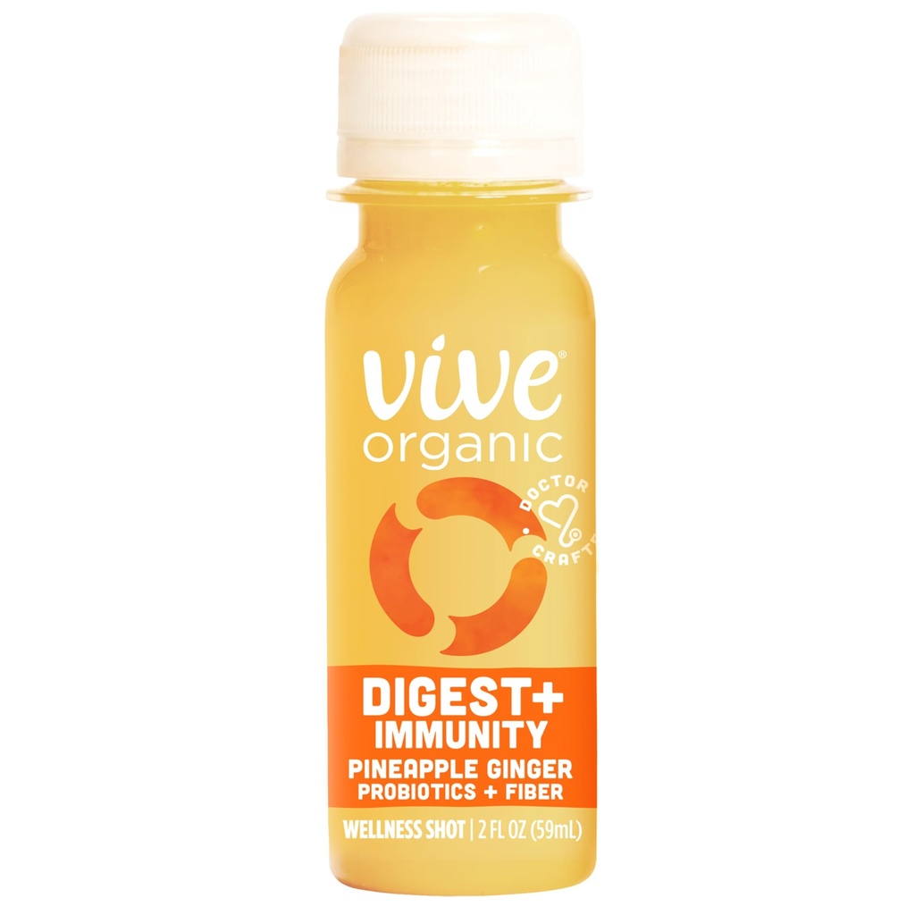 Vive Organic Digest + Ανοσία Ανανάς Ginger Wellness Shot, 2 fl oz μπουκάλι