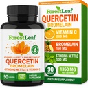 ForestLeaf Quercetin με Bromelain 1350mg - Μείγμα με βιταμίνη C & Stinging Nattle συμπλήρωμα, Quercetin 500mg κάψουλες, χωρίς γλουτένη GMO, φυσικό ανοσοποιητικό και αναπνευστική λειτουργία, 90 Veggie Caps