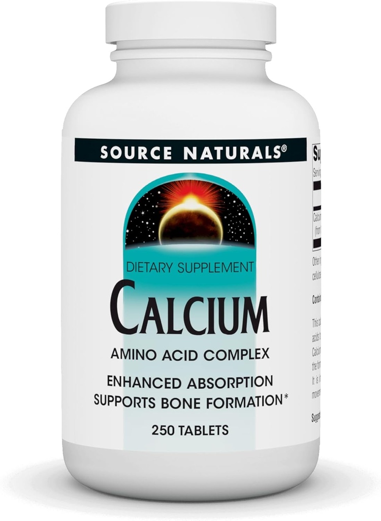 Source Naturals Calcium, Amino Acid Complex- Ενισχυμένη Απορρόφηση & Υποστηρίζει Σχηματισμό των οστών* - 250 δισκία