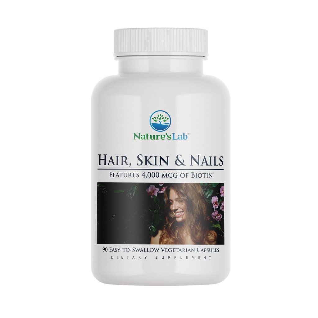 Nature's Lab Hair Skin and Nails - Biotin, BCAA, MSM, Vitamin Complex - 90 Ct (Εφοδιασμός 90 ημερών)