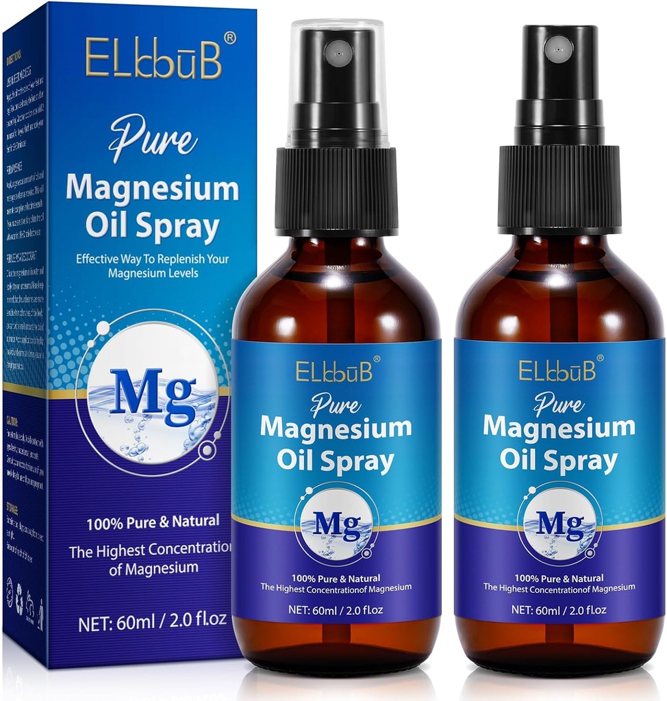 Pure Magnesium Oil Spray - 100% Natural Topical Magnesium Spray for Feet and Body, Magnesium Oil for Relaxation, Easy to Absorb, Safe and Effective