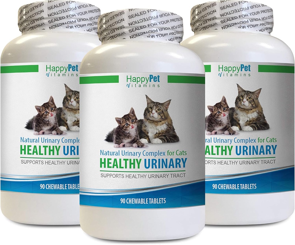 Cat Bladder Supplement - CAT Healthy Urinary Complex - UTI Solution - Natural Formula - Cat Urinary Health - 3 Φιάλες (270 δισκία)