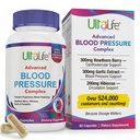 ULTALIFE Blood Pressure Supplement - Advanced Blood Pressure Supplement Complex - Hawthorn Berry, Hibiscus, Σκόρδο, Φορσκολίνη - 14 Βιταμίνες & Βότανα, 30 ημέρες προσφοράς σε κάψουλες Veggie