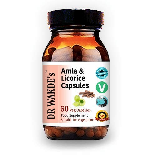 Κάψουλες Amla & Licorice του DR WAKDE (60 Veg Caps, για οξύ δυσπεψία, Ayurvedic συμπλήρωμα, Vegan, Herbal, όλα φυσικά, Made in UK)