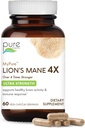 PURE ESSENCE LABS MyPure Lion's Mane 4X - Συμπλήρωμα υποστήριξης εγκεφάλου υπέρμετρης αντοχής με 6:1 εκχύλισμα ζεστού νερού & 10:1 εκχύλισμα για Γνωστική Υγεία, Εστίαση, Μνήμη & Διανοητική Καθαρότητα, 60 κάψουλες