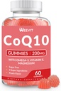 Χωρίς ζάχαρη CoQ10 Gummies 200mg, συνένζυμο Q10 w/Omega-3, Βιταμίνη Ε για ενήλικες, Co Q10 συμπλήρωμα για αντιοξειδωτικό, ενέργεια, υποστήριξη εγκεφάλου