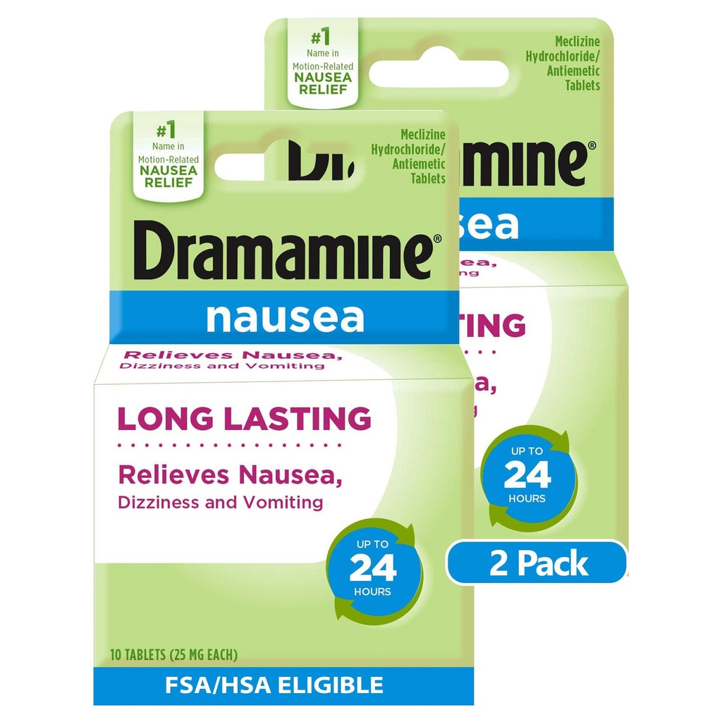 Dramamine Nausea Long Lasting, Nausea Relief, 10 Count (πακέτο του 2)