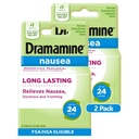 Dramamine Nausea Relief Tablets, Long-Lasting Anti-Nausea Support with 25mg Meclizine HCI, 10 Count, Pack of 2