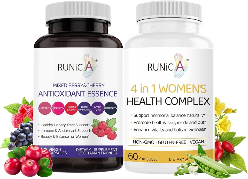 Women's Wellness Duo - 4-in-1 Health Complex & Antioxidant Supplement για Ορμονική Ισορροπία, Δέρμα & Ενέργεια, Εμμηνόπαυση & Ανοσολογική Υποστήριξη-Κάψουλα Vegan