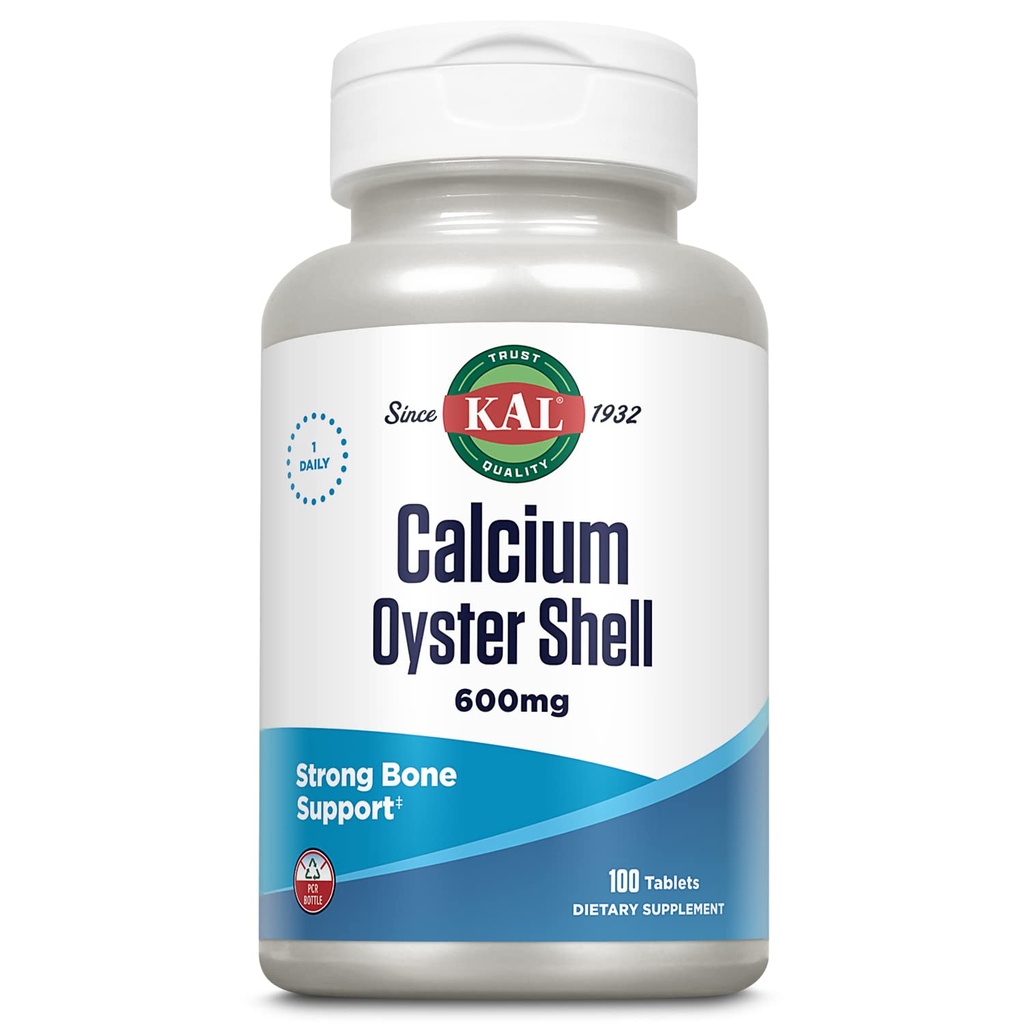 KAL Δισκία Oyster Calcium Shell, 600 mg, 100 Count
