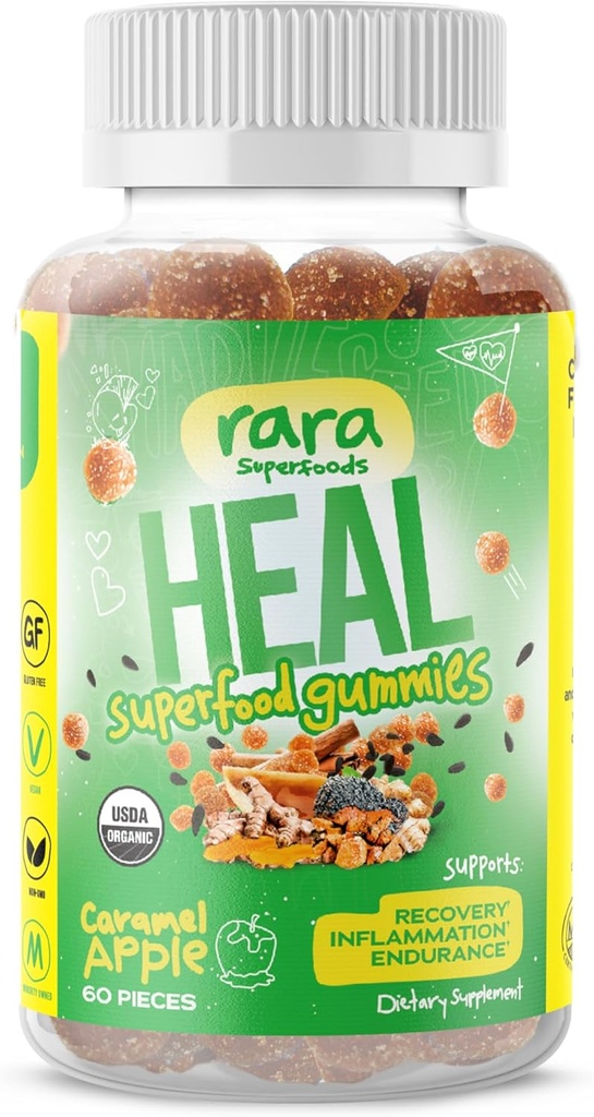 HEAL Mind & Body Recovery USDA Certified Organic Gummies – Φυσική υποστήριξη αποκατάστασης, Vegan & Gluten-free, εγχύεται με Wild Turmeric, Wild Ceylon Ginger & Chaga (60 Gummies, HEAL)