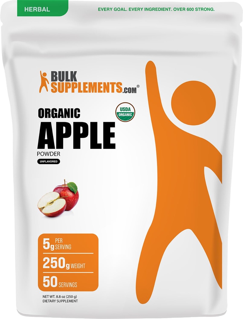 BulkSupplements.com Apple Powder - Apple Fruit Powder, Fiber Supplement for Digestive Support - Natural & Gluten Free, 5g per Serving, 250g (8,8 oz) (Pack of 1)