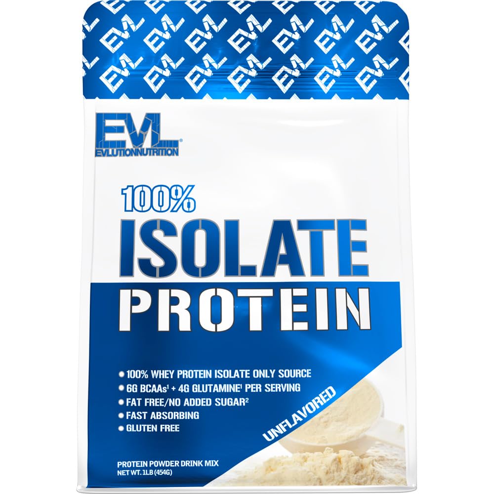 Διατροφή Evlution 100% Isolate, Whey Isolate Protein Powder, 25 G Fast Absorbing Protein, χωρίς ζάχαρη προστίθεται, χαμηλής περιεκτικότητας σε υδατάνθρακες, χωρίς γλουτένη (χωρίς γεύση, 1 LB)