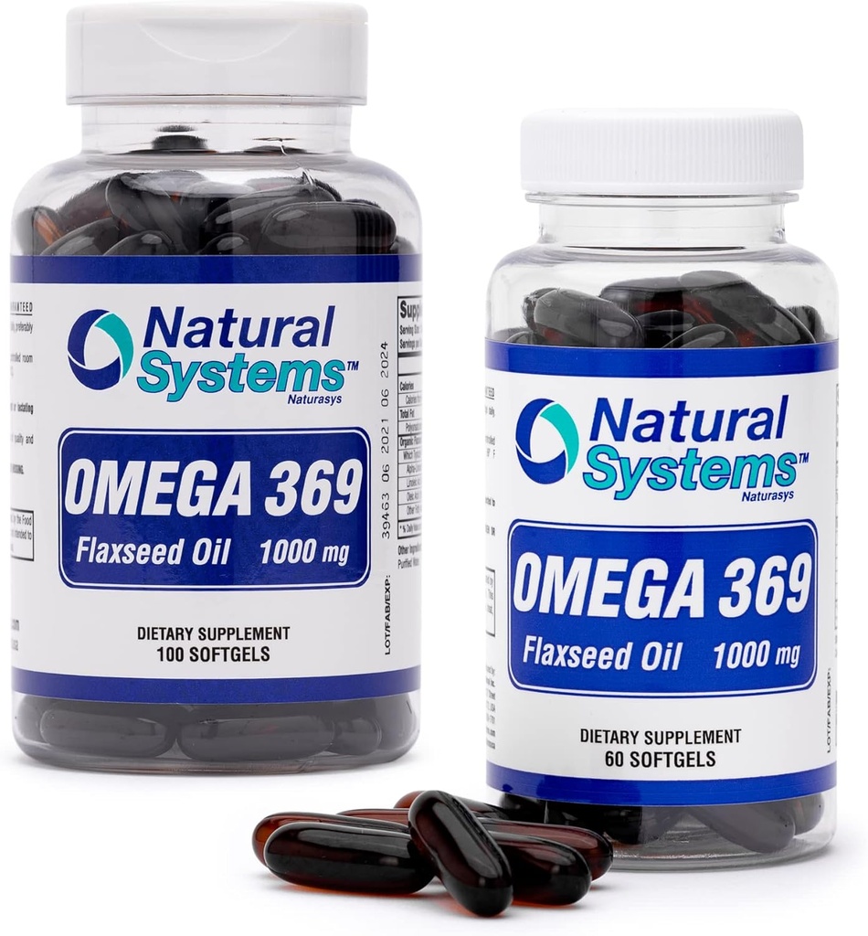 Ωμέγα 369 1000 mg 100 και 60 Softgels Bundle- Triple Omega 3-6-9 Συμπληρώματα λιναρέλαιου - Έλαιο λιναρόσπορου Omega 3 6 9 κάψουλες με Απαραίτητα Λιπαρά Οξέα - Υποστήριξη Καρδιά και Κυκλοφορική Υγεία*