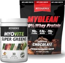 Myogenix Myovite Supergreens Σκόνη & Myolean Chocolate Whey Protein Bundle – Digestion, Immunity & 40g High-Protein Whey – Υποστηρίξτε την υγεία των ούλων, την ανάπτυξη των μυών και την αποκατάσταση
