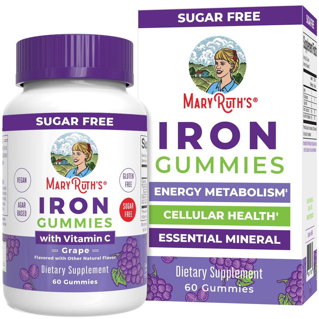 MaryRuth Organics Iron Gummies για 14+ με βιταμίνη C για απορρόφηση 