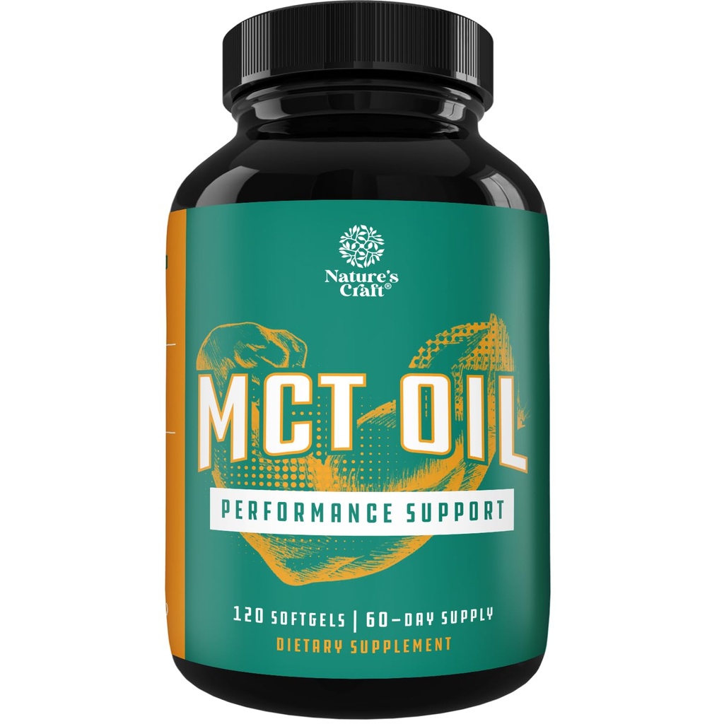 C8 MCT Oil Softgels - Μεσαία Τριγλυκερίδια Αλυσίδας MCT Coconut Oil Συμπλήρωμα με Caprylic/Capric Trigrepteries για Γλυπτική Σώματος, Ενισχυμένη Ενέργεια & Σταμίνα - Keto Συμπληρώματα για Απώλεια Βάρος - 120 Ct