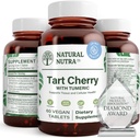 Natural Nutra Tart Cherry Extract with Turmeric Curcumin, Βοηθά στη μείωση της μυϊκής λύπης, υποστηρίζει το ανοσοποιητικό σύστημα, προωθεί την κοινή υγεία, βελτιώνει την ποιότητα του ύπνου, Vegan, χορτοφάγους, χωρίς γλουτένη, 60 δισκία