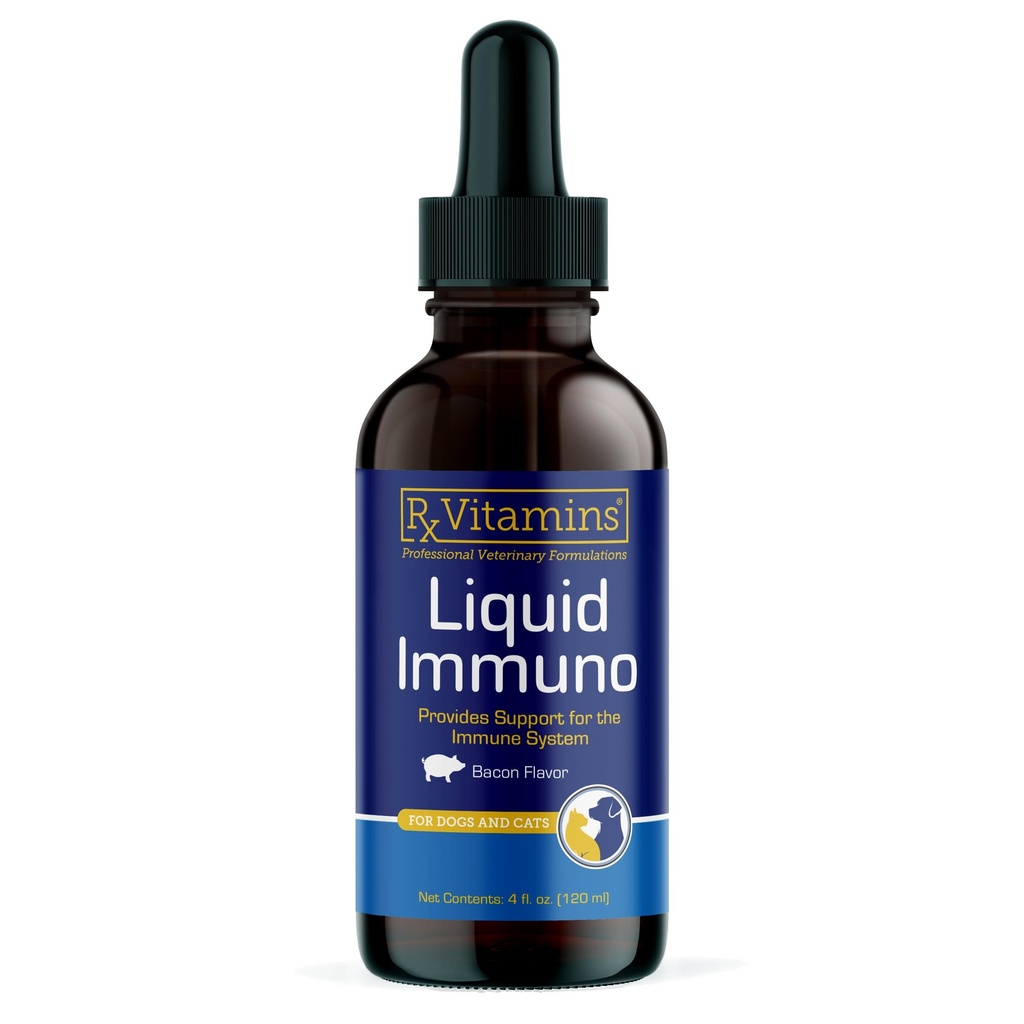 Rx Vitamins Liquid Immuno Dog & Cat Immune Support - Συμπλήρωμα μανιταριών Reishi για σκύλους & γάτες Plus L-Lysine - Ιδανικά Συμπληρώματα ματιών, Συμπληρώματα Αναμνηστικών για κατοικίδια - 4 oz