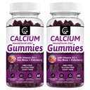 Ασβέστιο Μαγνήσιο Ψευδάργυρος Gummies με Υψηλή Απορρόφηση Μαγνήσιο Γλυκινικό Κάλιο - Σύμπλεγμα φυτών Μαγνήσιο 2:1 αναλογία, με D3 Θαλασσινό Μος για Οστά, Μύες, Ανοσοποιητικό & Υποστήριξη Ύπνου, Vegan-2 Συσκευασία