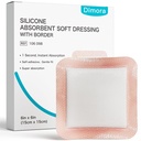 Dimora Silicone Super Absorbent Dressings Πληγές - Απαλές Αυτοκόλλητες Επιδέσμες με Ultrasorb Polymer, Heavy Exudate Wound Care Pads 6"X 6" 10 Πακέτα